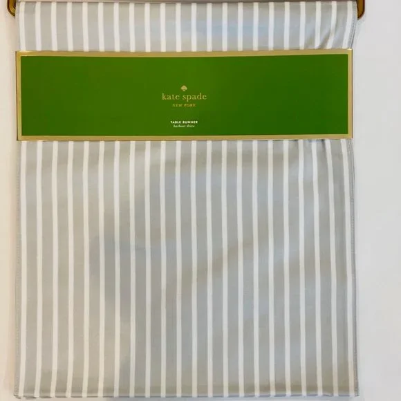 Kate Spade "Harbour Drive" Platnium, White Table Runner, cotton blend, 72" - Picture 4 of 10